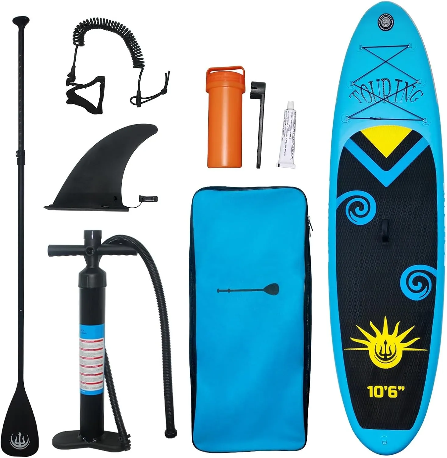 10'6" Inflatable Stand Up Paddle Board, Non-Slip Deck Blow Up Paddle Board with Aluminum Paddle, Pump, Safety Rope, Repair Kit, Backpack, Premium Paddle Board for Youth & Adults of All Skill Levels
