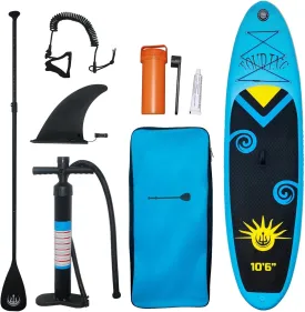 10'6" Inflatable Stand Up Paddle Board, Non-Slip Deck Blow Up Paddle Board with Aluminum Paddle, Pump, Safety Rope, Repair Kit, Backpack, Premium Paddle Board for Youth & Adults of All Skill Levels