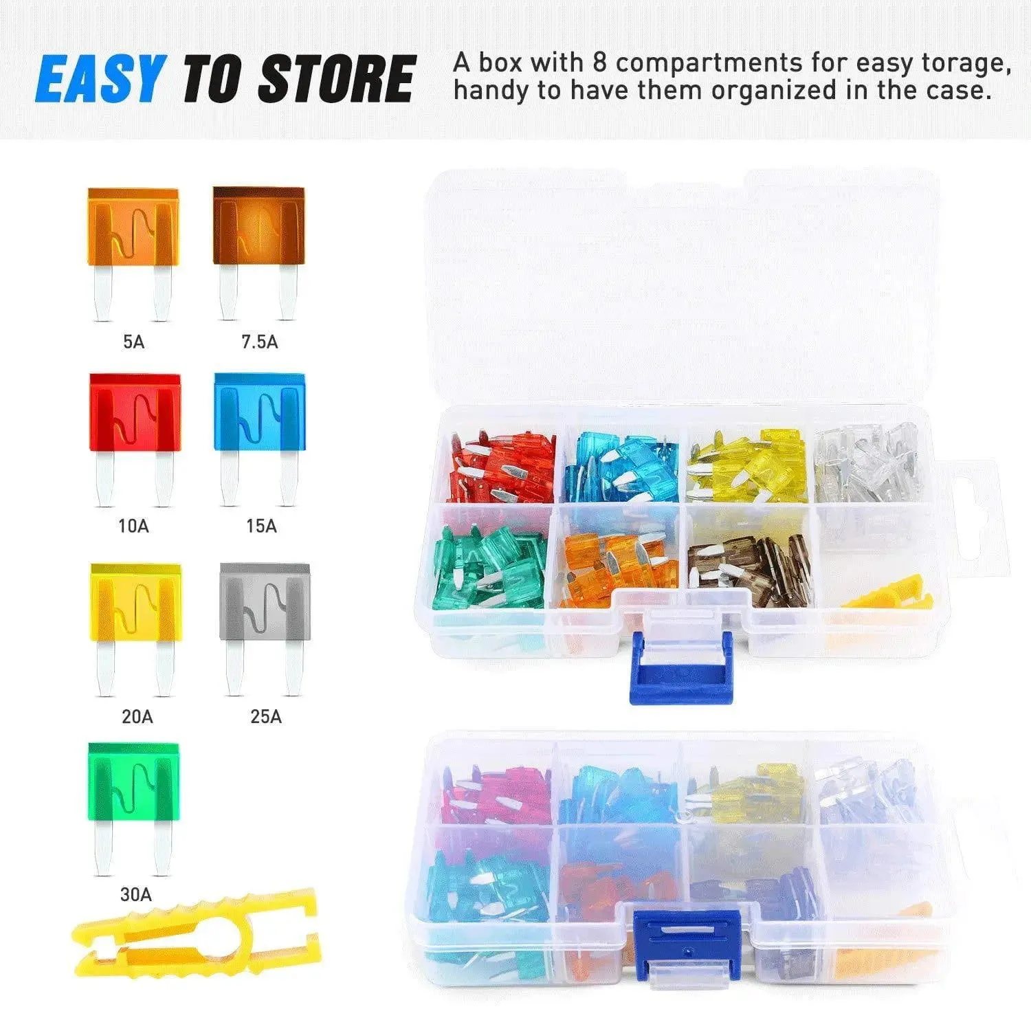 120Pcs Mini ATM/APM Blade Fuses Assortment Kit