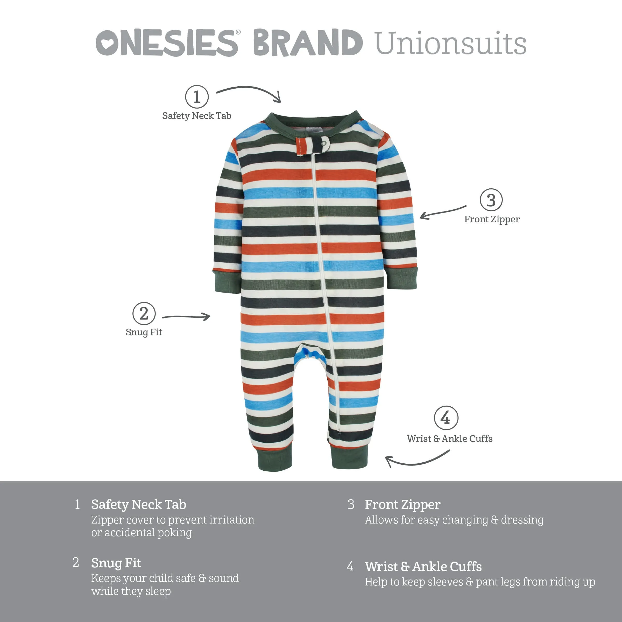3-Pack Baby & Toddler Boys Unbearably Cute Snug Fit Footless Pajamas