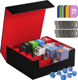 3500  Trading Card Storage Box,4-Row MTG Deck Box with 36 Dividers & 8 Stoppers,Commander Deck Case Fits For Toploaders, Magnetic Card Holder,TCG,YugiOh and Sport Cards