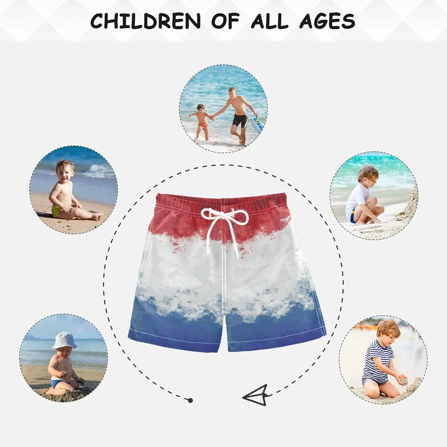 Aflyko Boys' Board Shorts Flag Patriot Bathing Suit Girls Beach Swimwear Quick Dry All Day Shorts