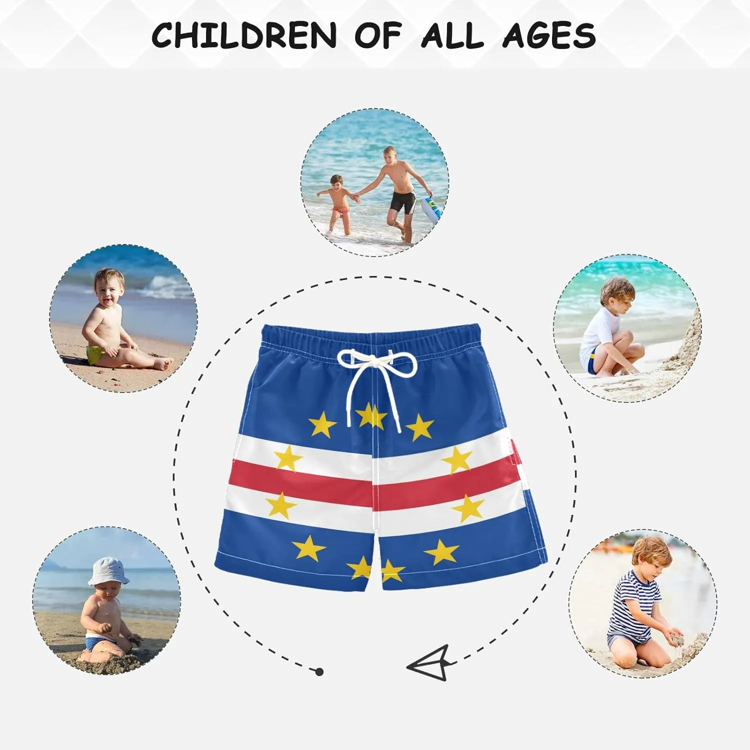 Aflyko Boys' Board Shorts Flag Patriot Bathing Suit Girls Beach Swimwear Quick Dry All Day Shorts