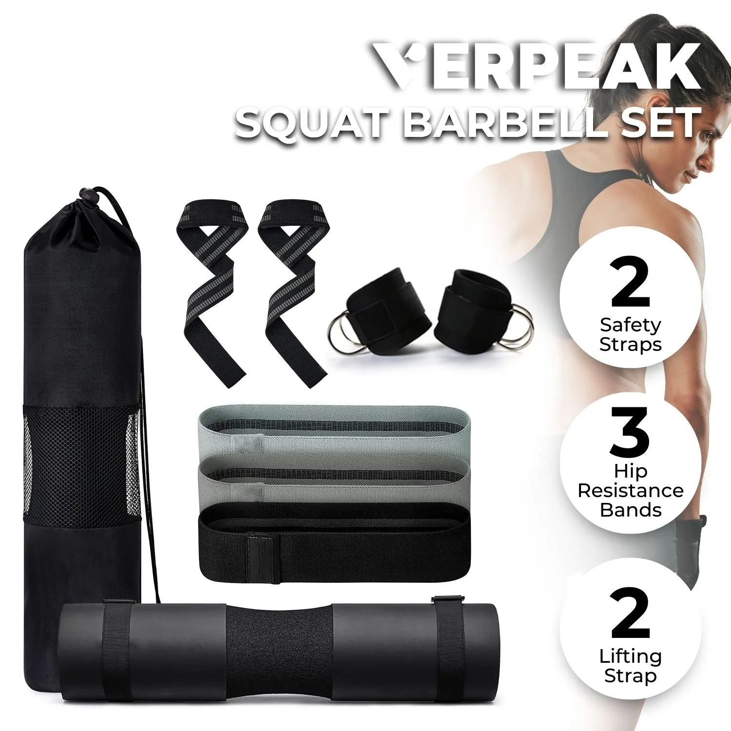 Anti-Slip Barbell Squat Pad Set, Resistance Bands & More - Verpeak