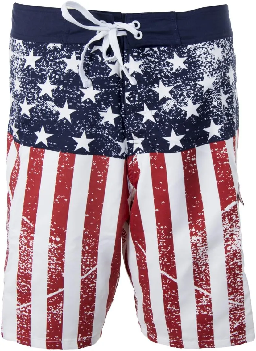 Calhoun Mens USA Flag Distressed Boardshorts