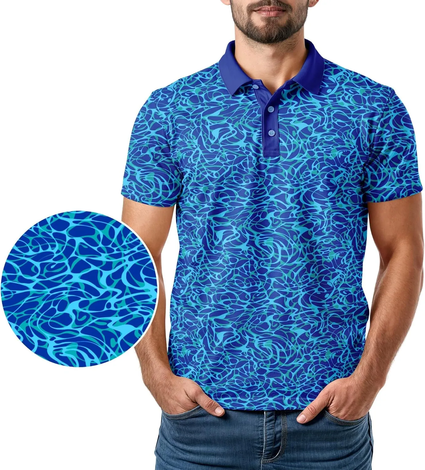 Classic Resort Wear Golf Polo ??Tropical Hawaiian Men Performance Short Sleeve Shirt Moisture Dry Fit Casual S Thru 5XL Funny