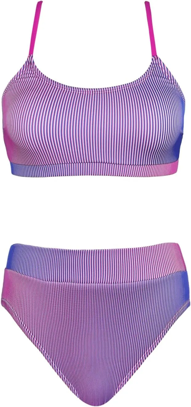CUPSHE Women's Bikini Set Two Piece Swimsuits High Waisted Scoop Neck Spaghetti Adjustable Straps Textured