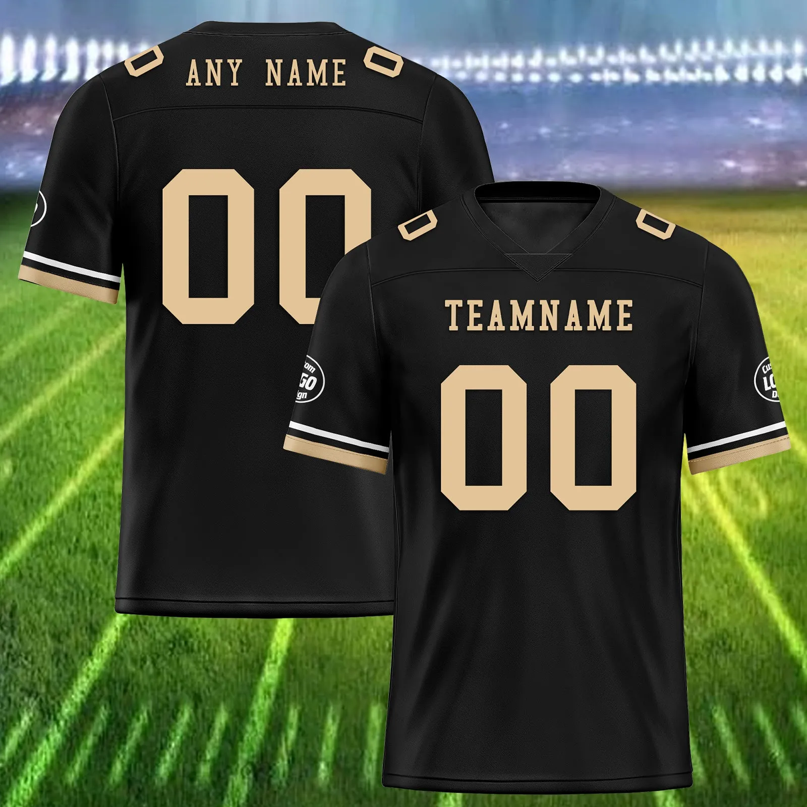 Custom Black New Orleans Personalized Authentic Football Jersey FBJ02-D020263-19