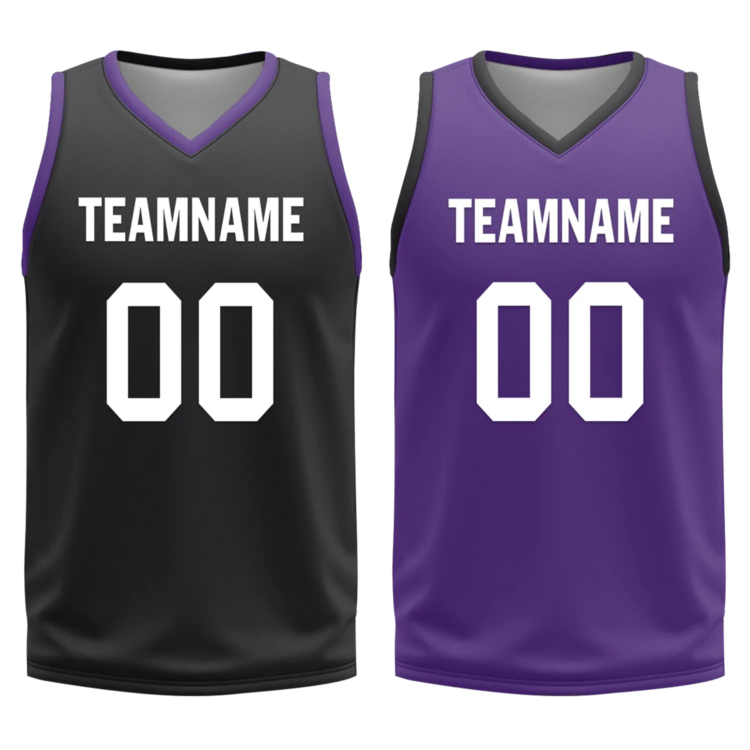Custom Black Purple Classic Style Reversible Basketball Uniform Personalized COOLMAX BBJR-D017035