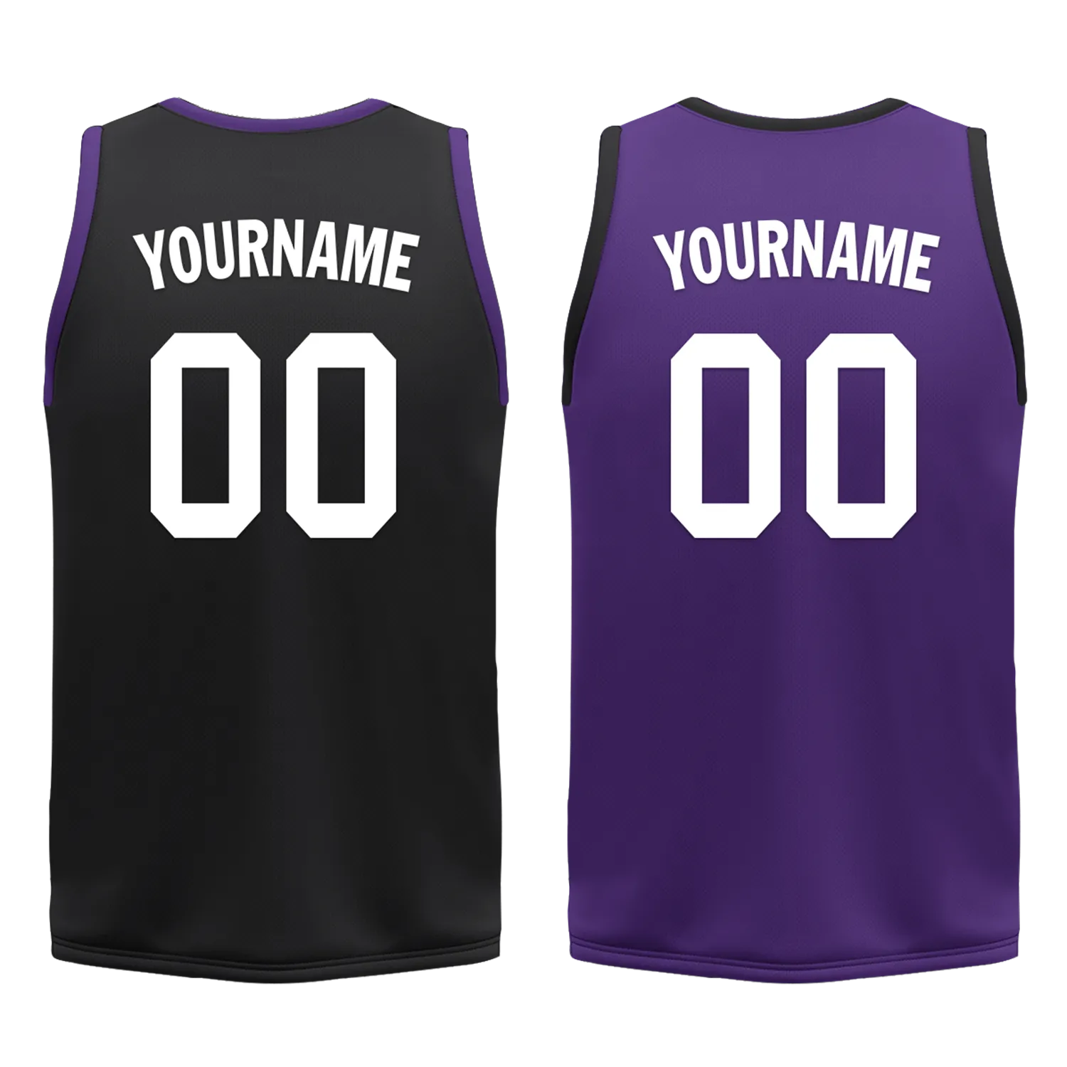Custom Black Purple Classic Style Reversible Basketball Uniform Personalized COOLMAX BBJR-D017035