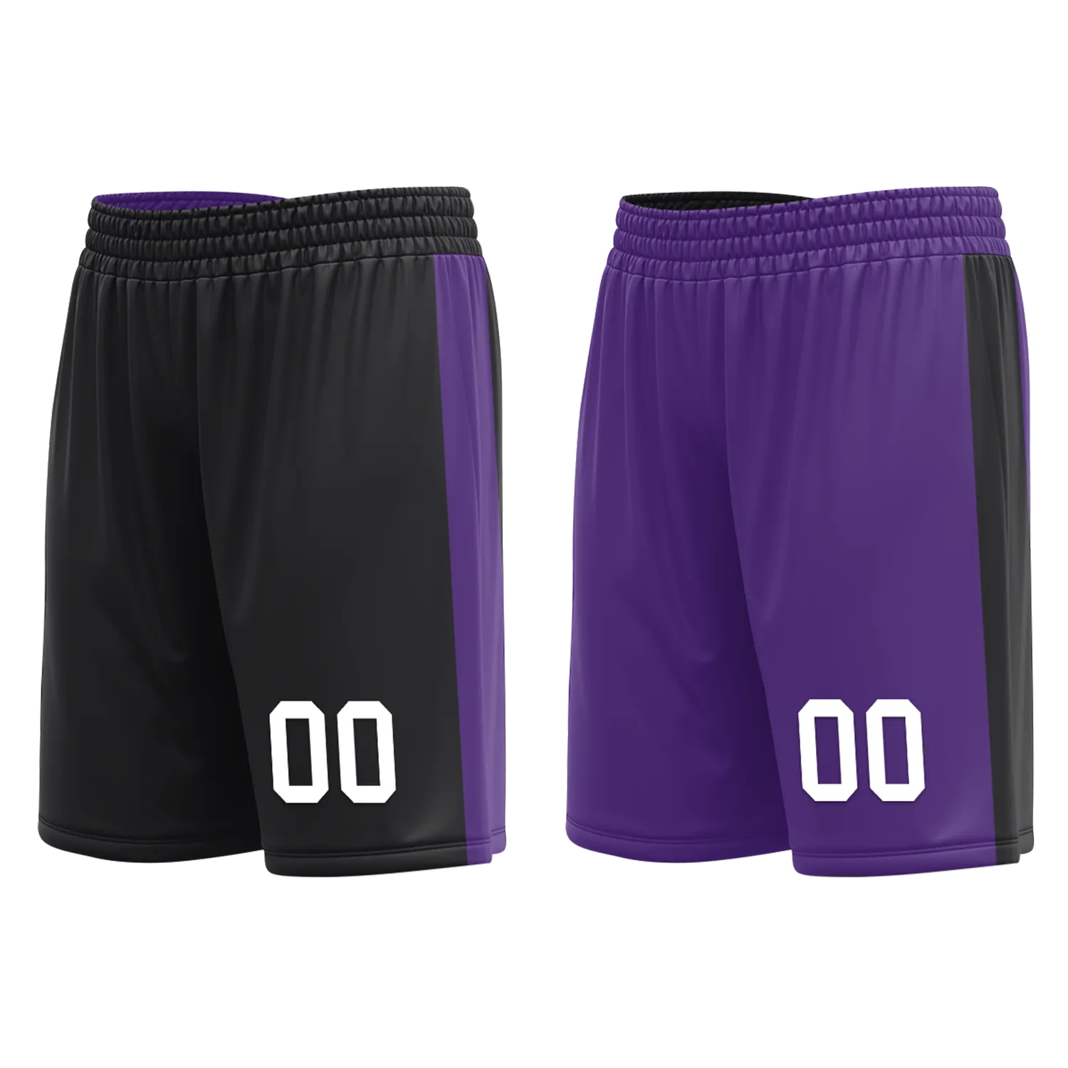 Custom Black Purple Classic Style Reversible Basketball Uniform Personalized COOLMAX BBJR-D017035