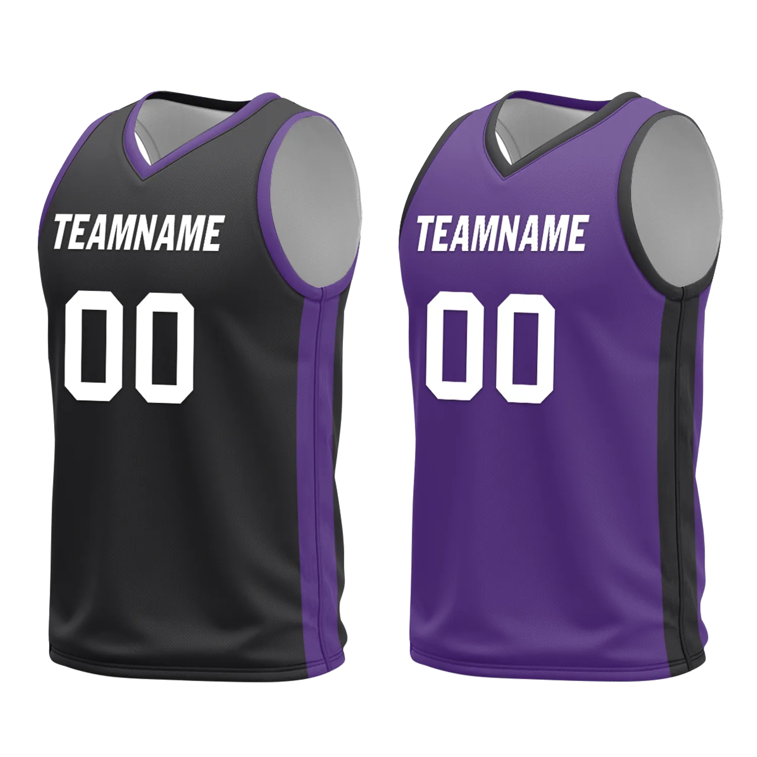 Custom Black Purple Classic Style Reversible Basketball Uniform Personalized COOLMAX BBJR-D017035