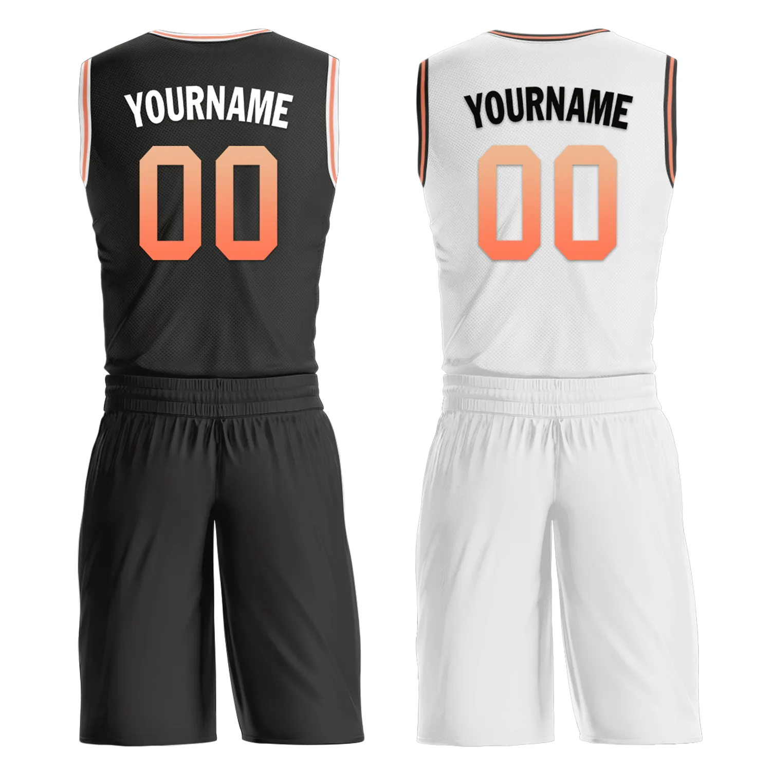 Custom Black White Classic Style Reversible Basketball Uniform Personalized COOLMAX BBJR-D017028
