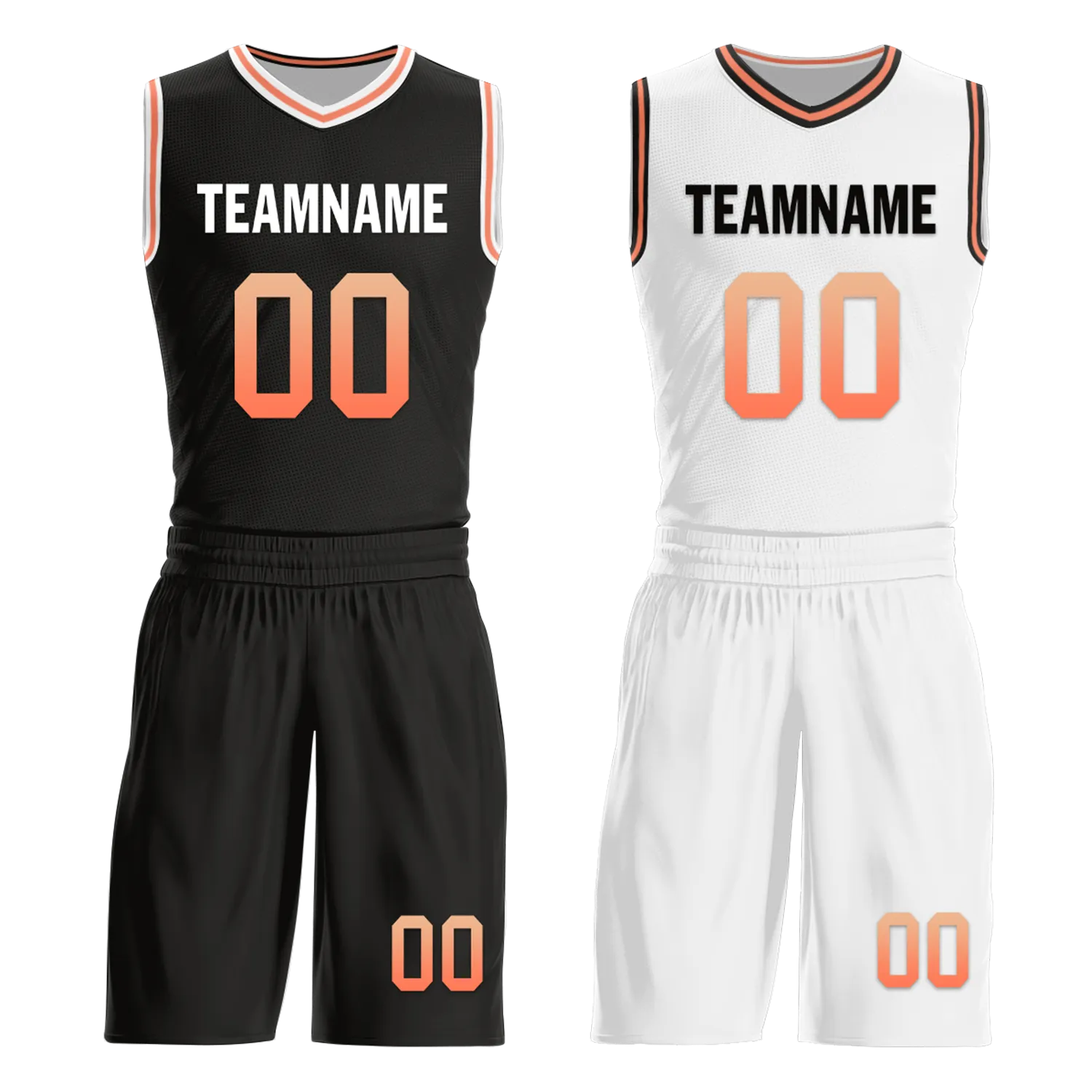 Custom Black White Classic Style Reversible Basketball Uniform Personalized COOLMAX BBJR-D017028