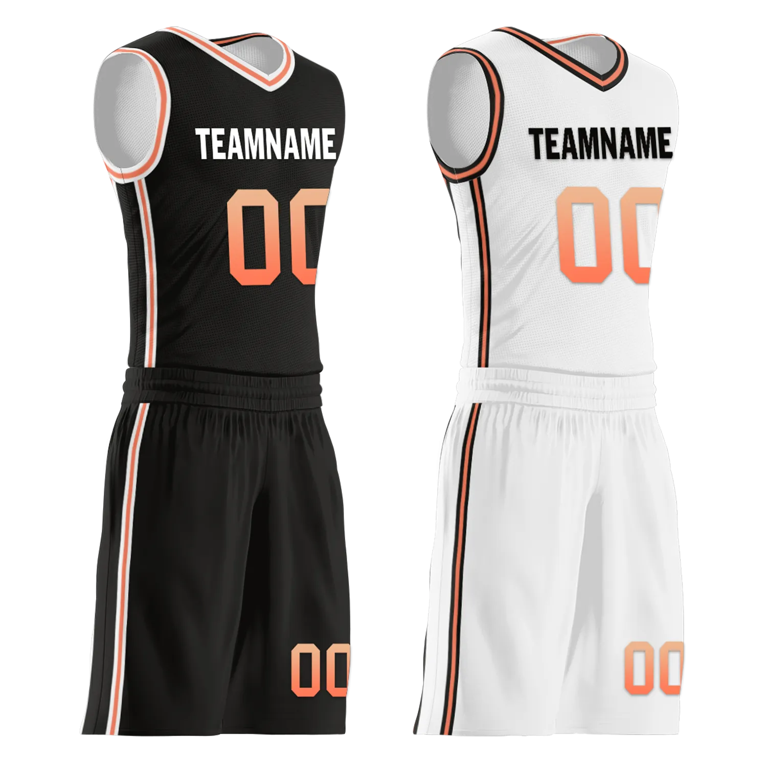 Custom Black White Classic Style Reversible Basketball Uniform Personalized COOLMAX BBJR-D017028