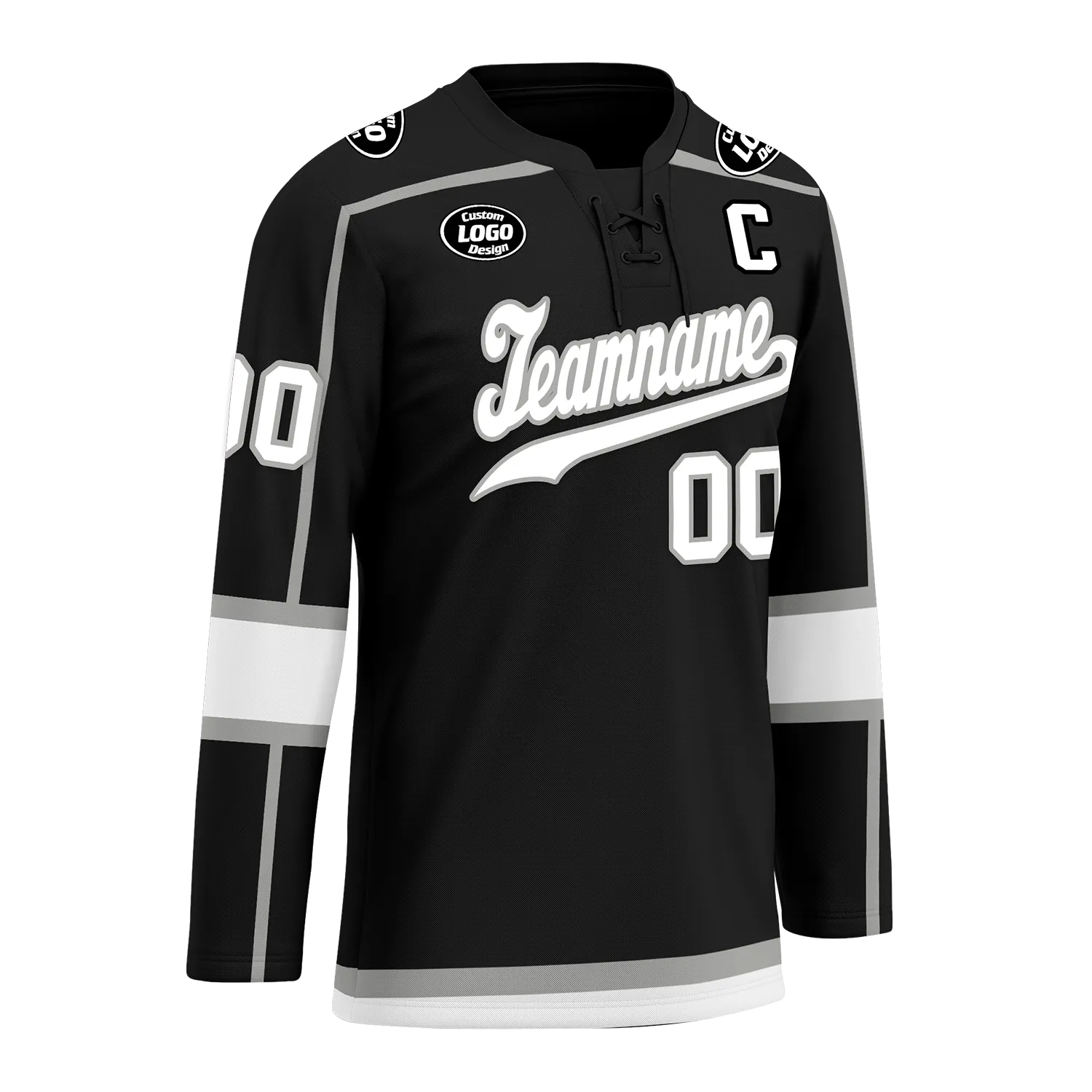 Custom Black White Personalized Hockey Jersey HCKJ01-D0a70e8