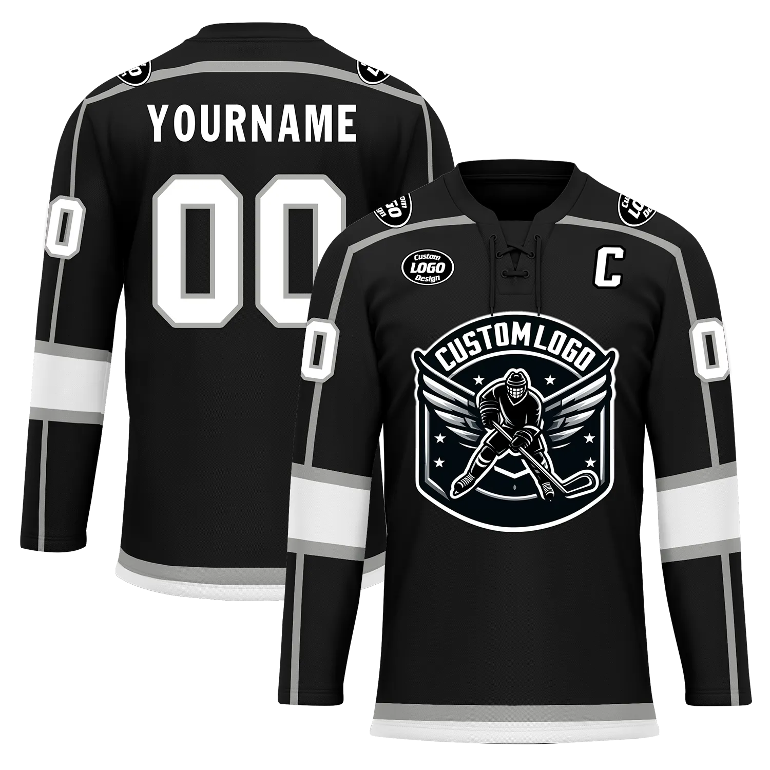 Custom Black White Personalized Hockey Jersey HCKJ01-D0a70e8