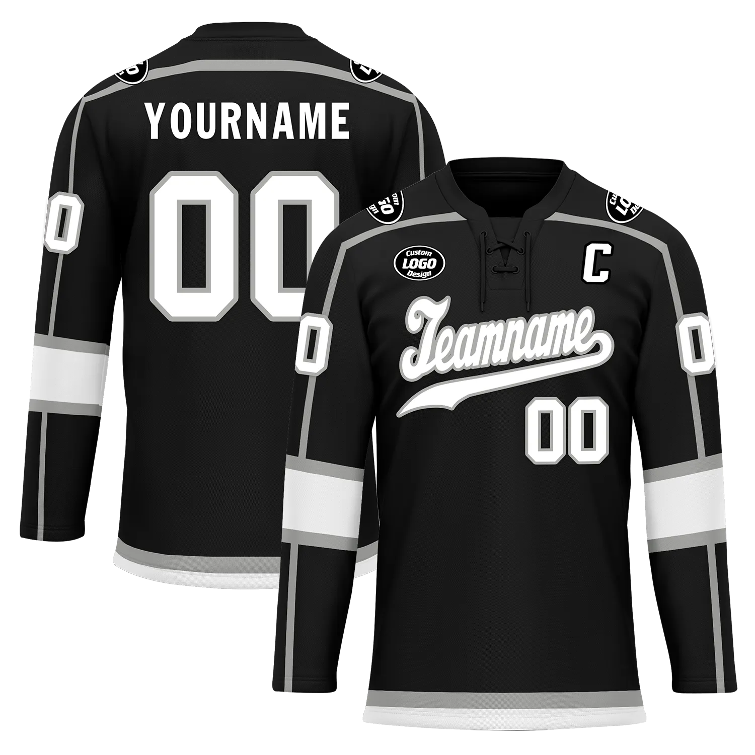 Custom Black White Personalized Hockey Jersey HCKJ01-D0a70e8