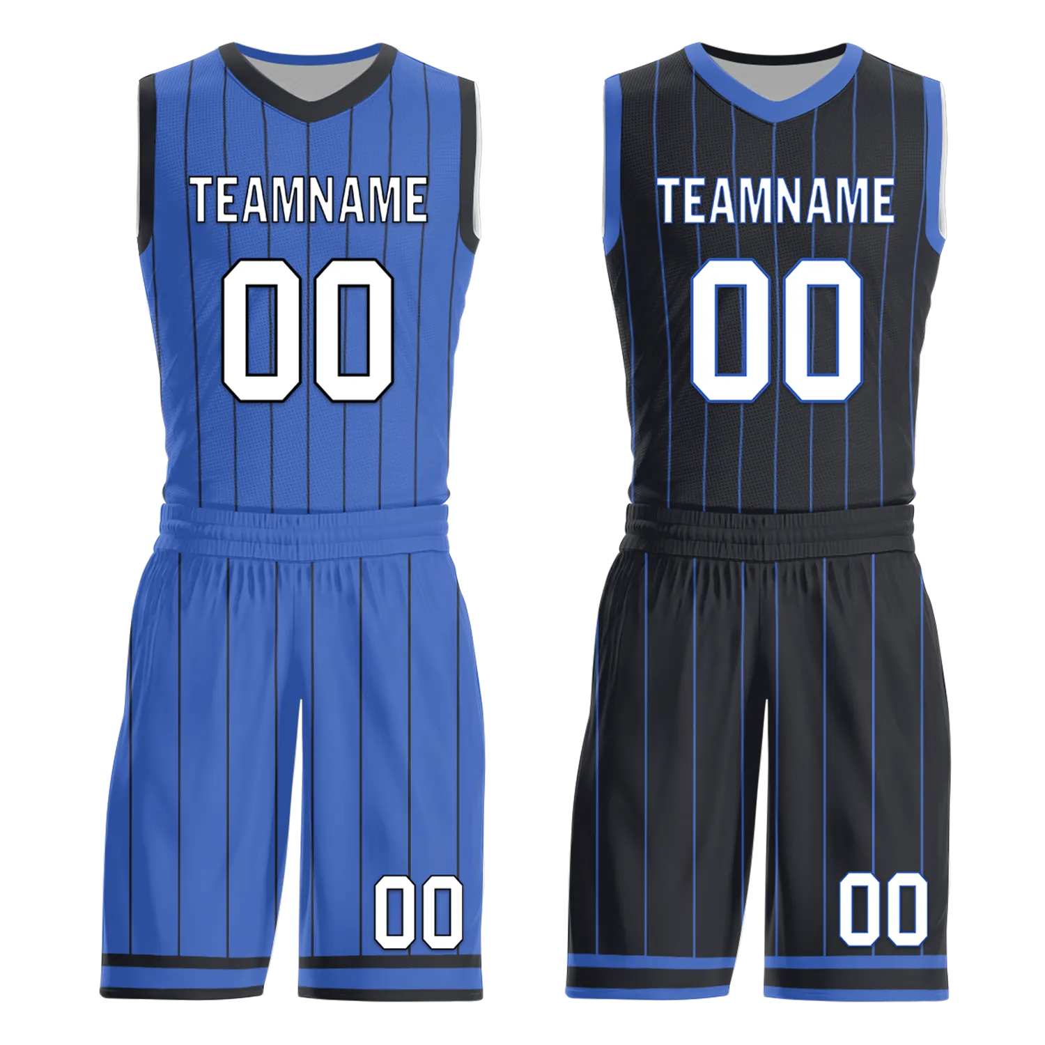 Custom Blue Black Classic Style Reversible Basketball Uniform Personalized Ordinary BBJR-D017055