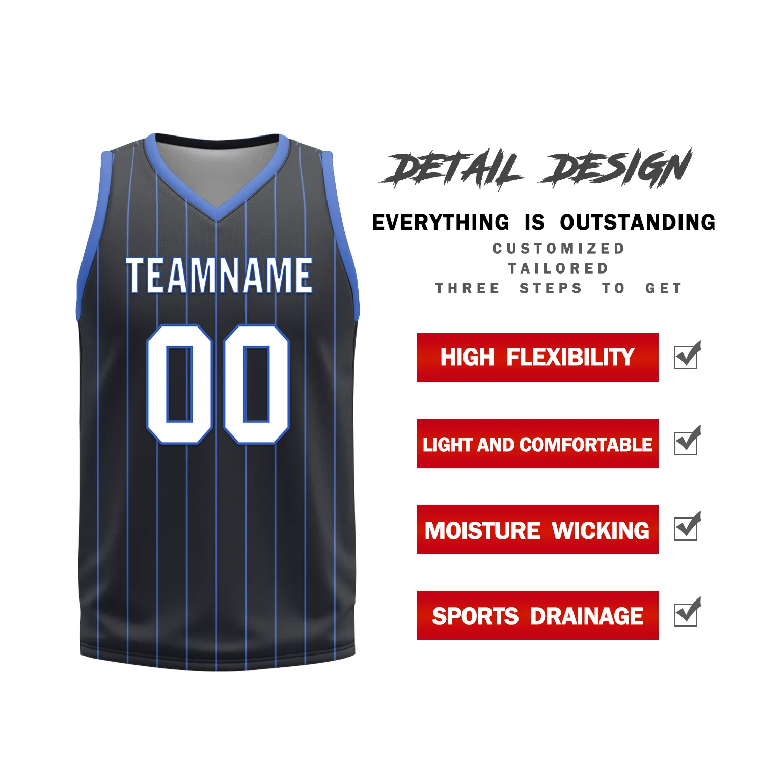 Custom Blue Black Classic Style Reversible Basketball Uniform Personalized Ordinary BBJR-D017055