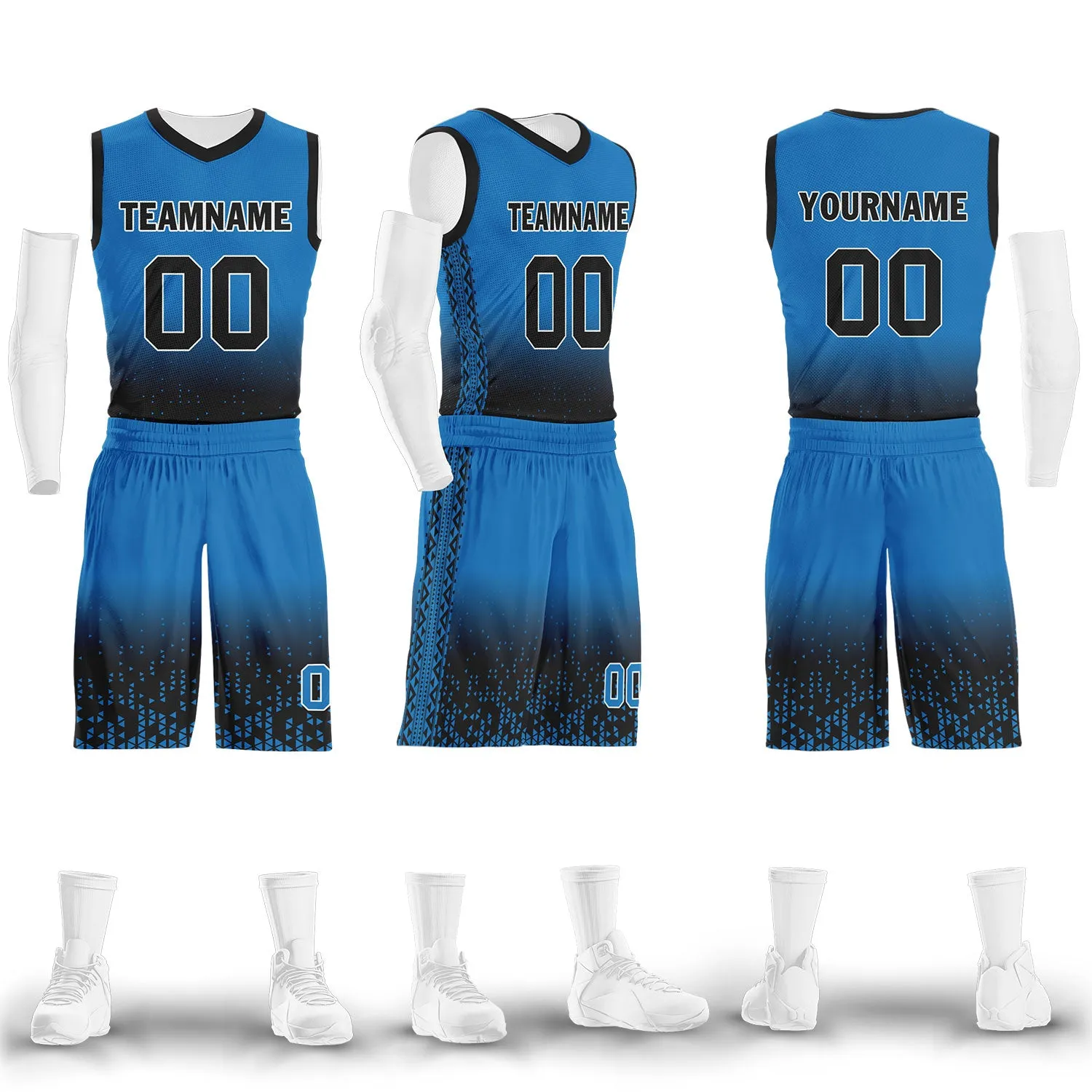 Custom Blue Black Fade Fashion Sports Uniform Basketball Jersey BBJ01-D020102-11