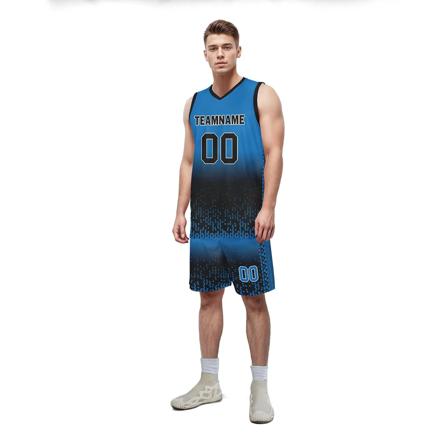 Custom Blue Black Fade Fashion Sports Uniform Basketball Jersey BBJ01-D020102-11