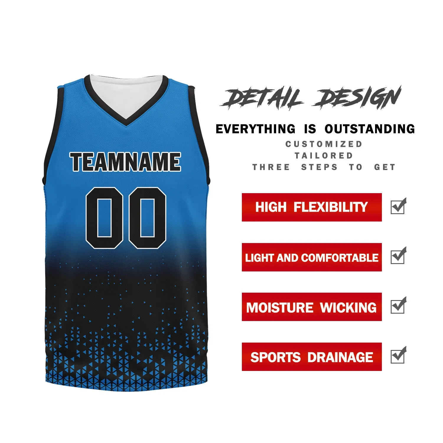 Custom Blue Black Fade Fashion Sports Uniform Basketball Jersey BBJ01-D020102-11