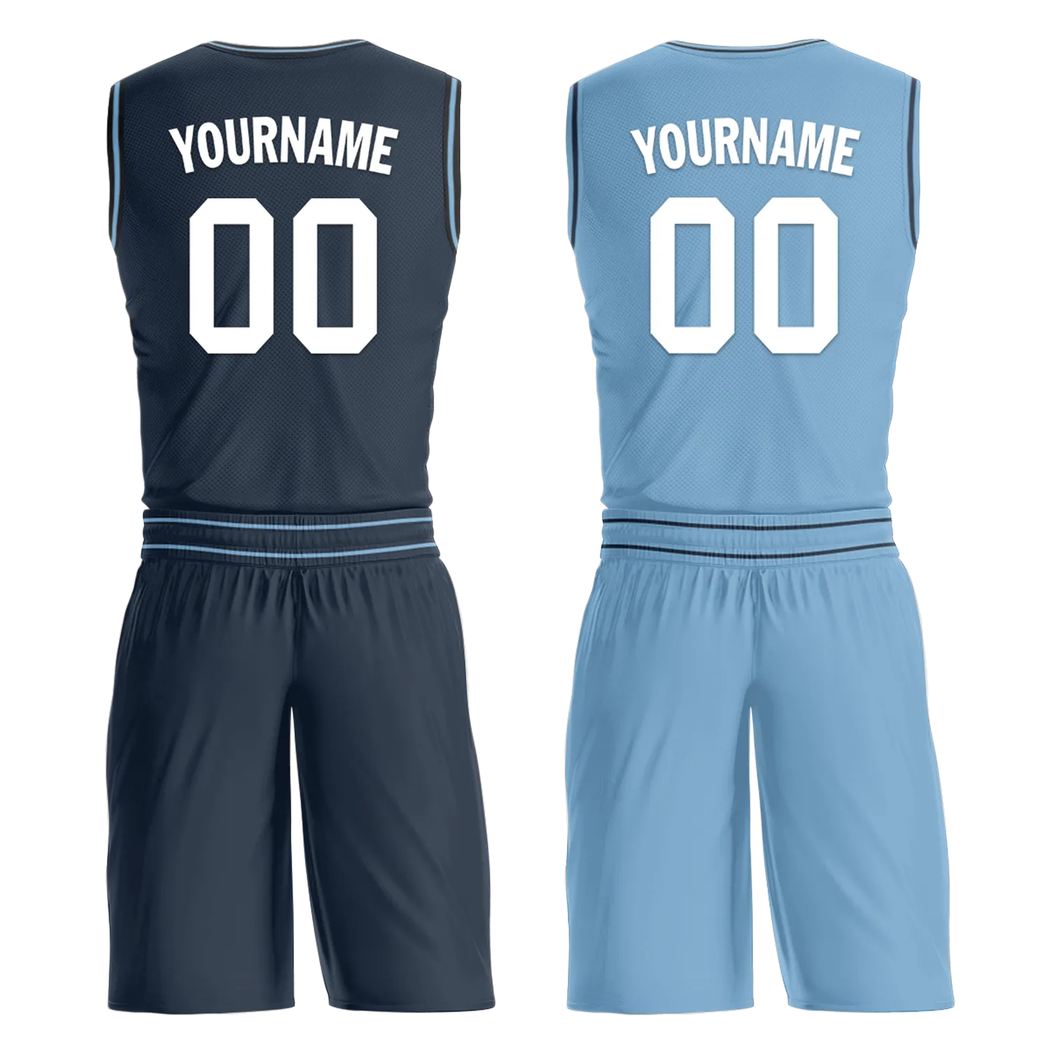 Custom Blue Classic Style Reversible Basketball Uniform Personalized COOLMAX BBJR-D017032