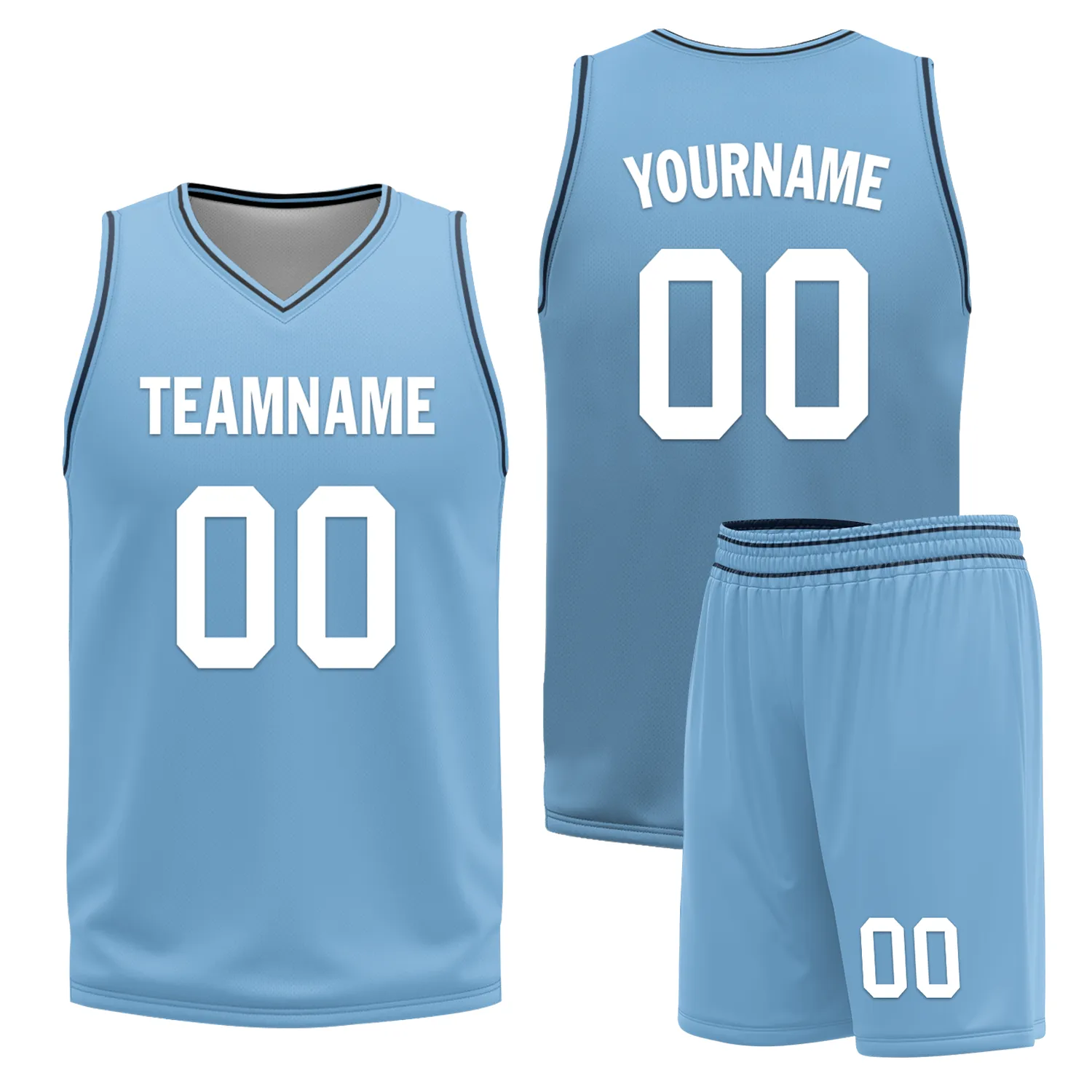 Custom Blue Classic Style Reversible Basketball Uniform Personalized COOLMAX BBJR-D017032
