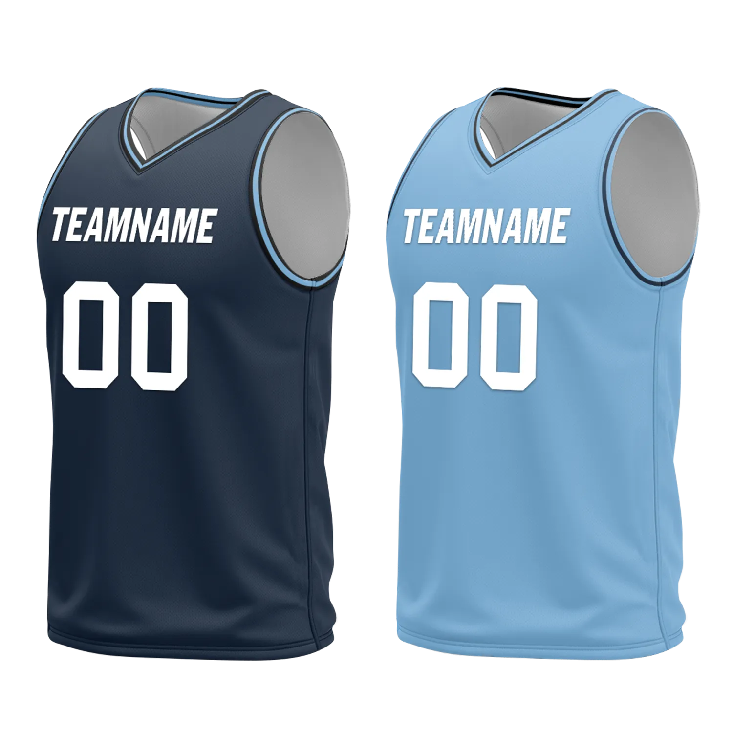 Custom Blue Classic Style Reversible Basketball Uniform Personalized COOLMAX BBJR-D017032