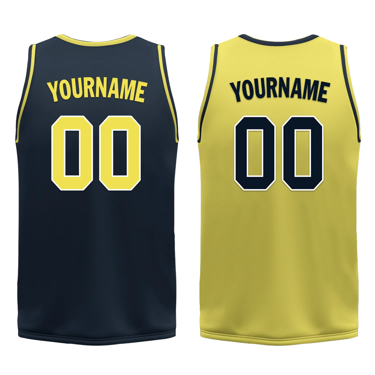 Custom Blue Yellow Classic Style Reversible Basketball Uniform Personalized Ordinary BBJR-D017059