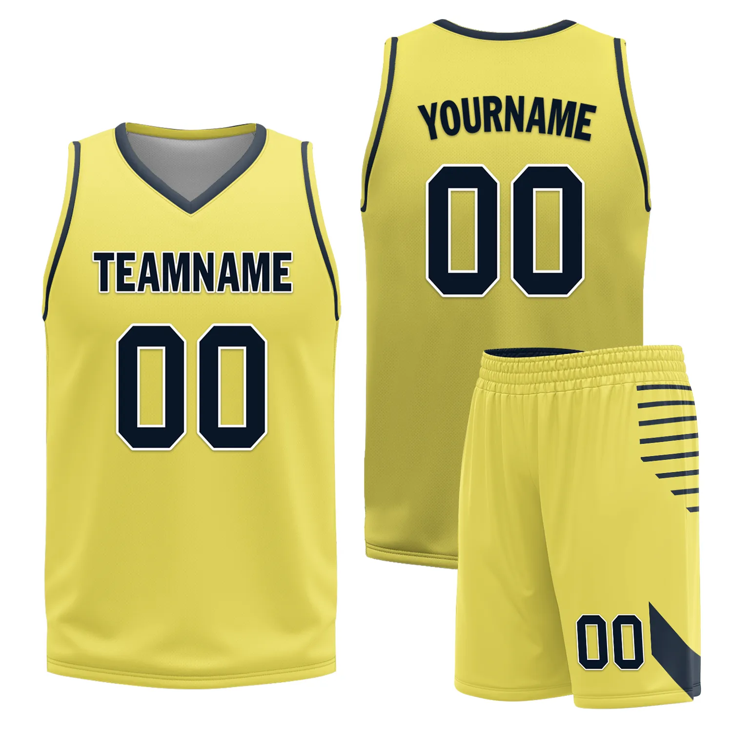 Custom Blue Yellow Classic Style Reversible Basketball Uniform Personalized Ordinary BBJR-D017059