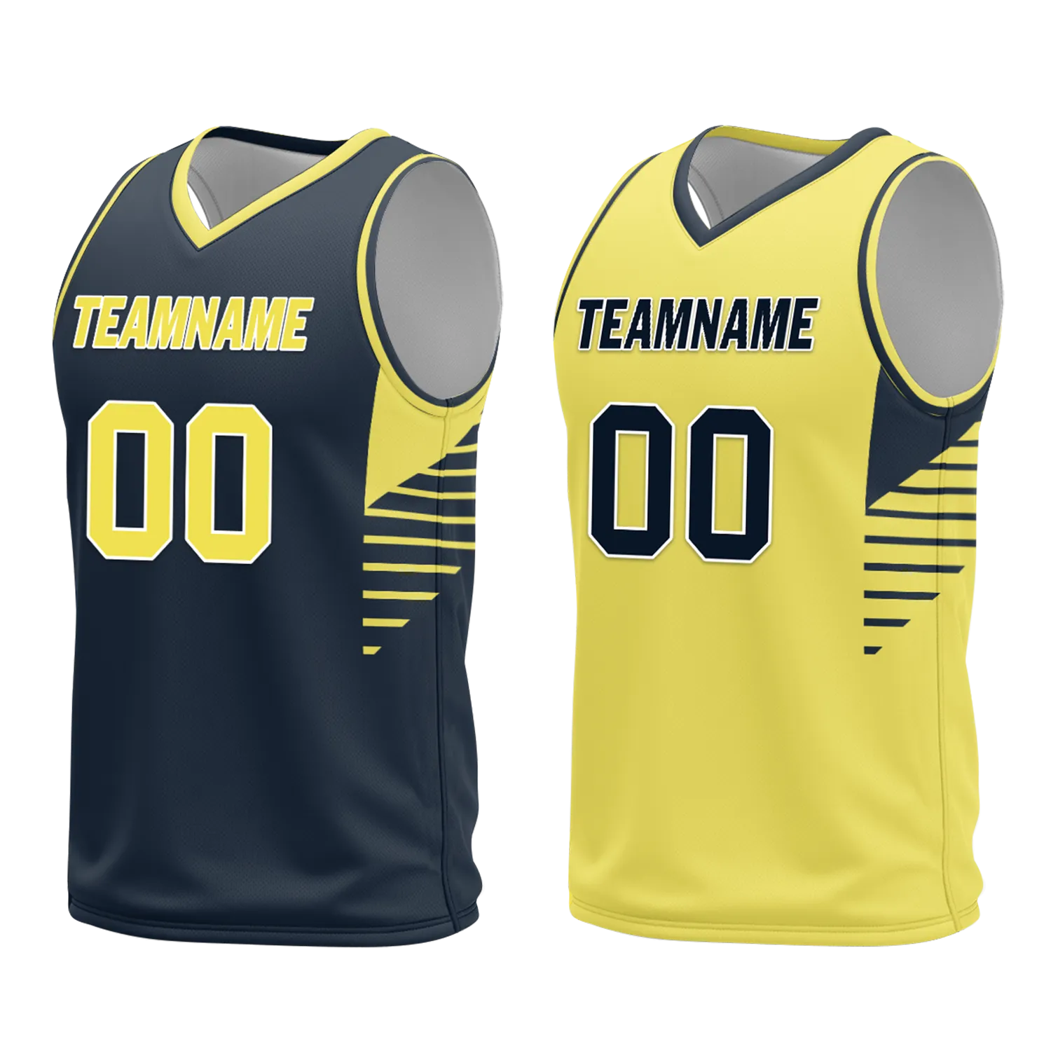 Custom Blue Yellow Classic Style Reversible Basketball Uniform Personalized Ordinary BBJR-D017059