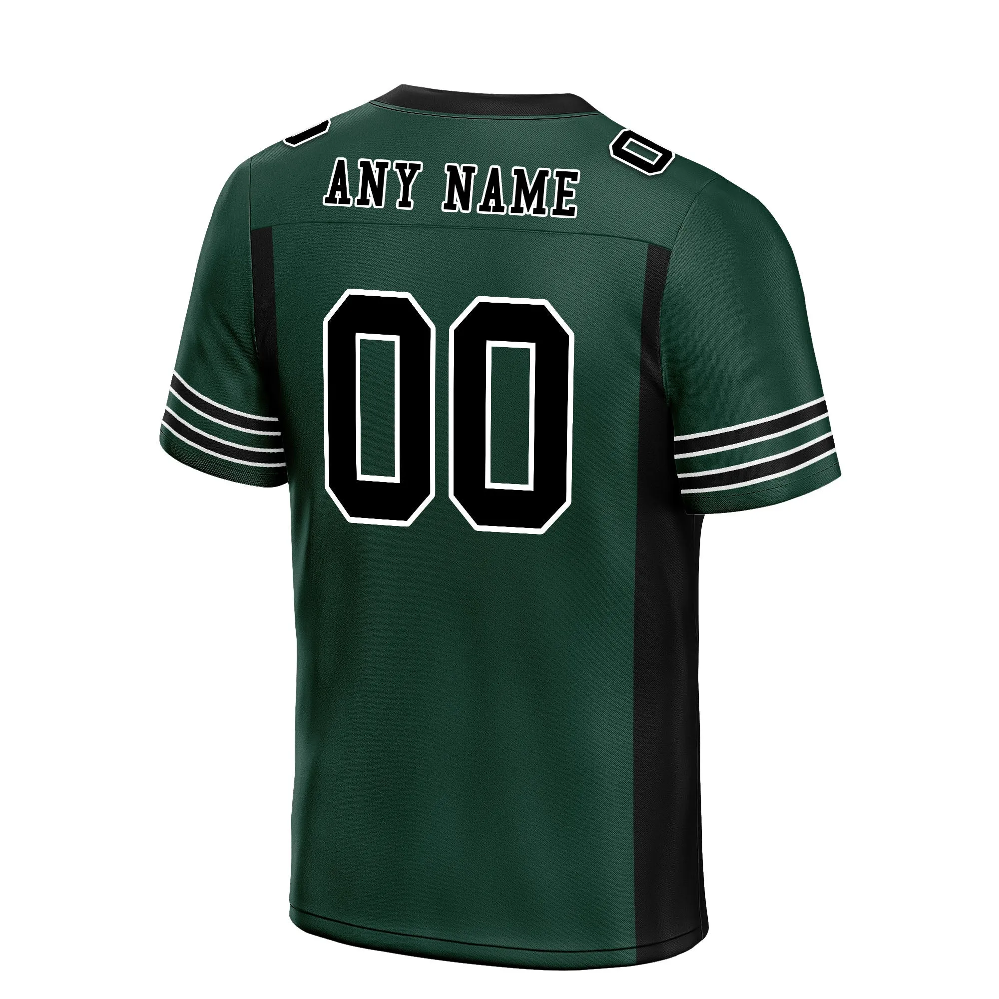 Custom Dark Geen Black Striped Sleeves Personalized Authentic Football Jersey FBJ02-D06065