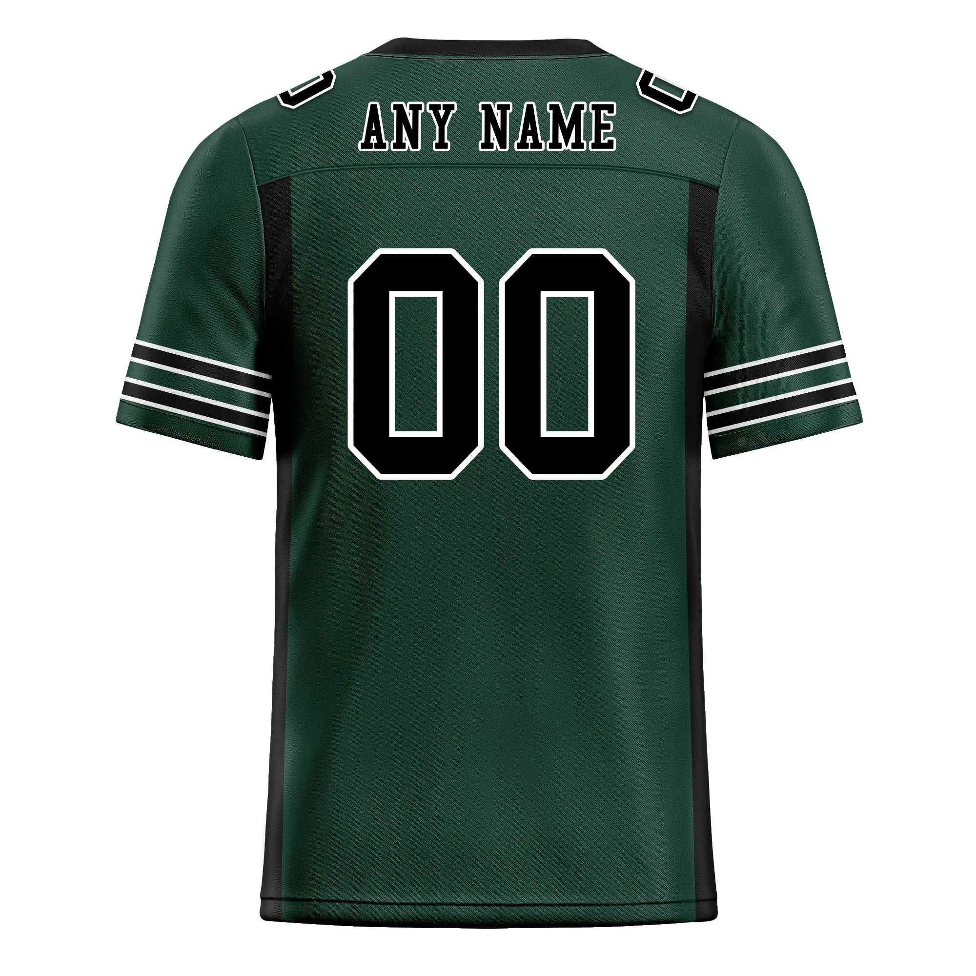 Custom Dark Geen Black Striped Sleeves Personalized Authentic Football Jersey FBJ02-D06065