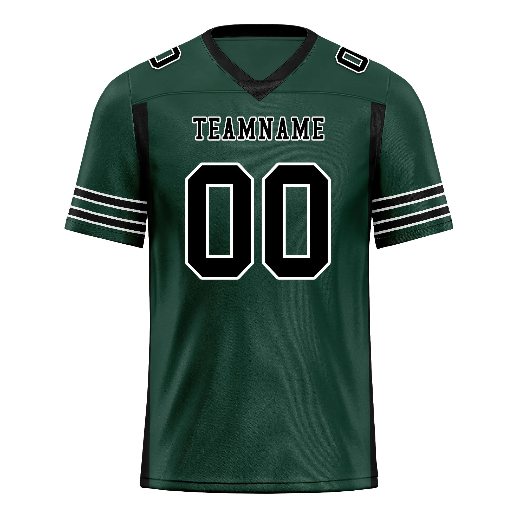 Custom Dark Geen Black Striped Sleeves Personalized Authentic Football Jersey FBJ02-D06065