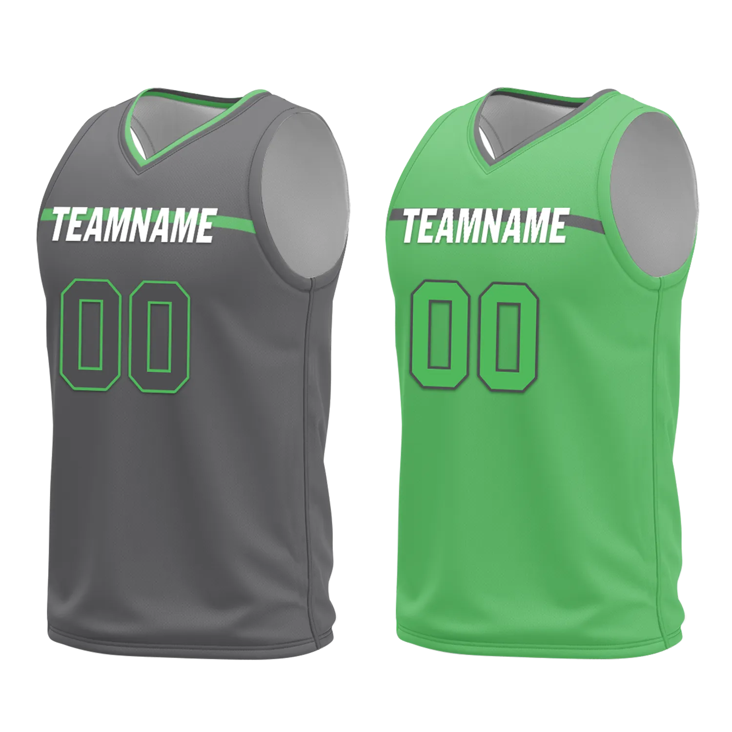 Custom Gray Green Classic Style Reversible Basketball Uniform Personalized BBJR-D017046