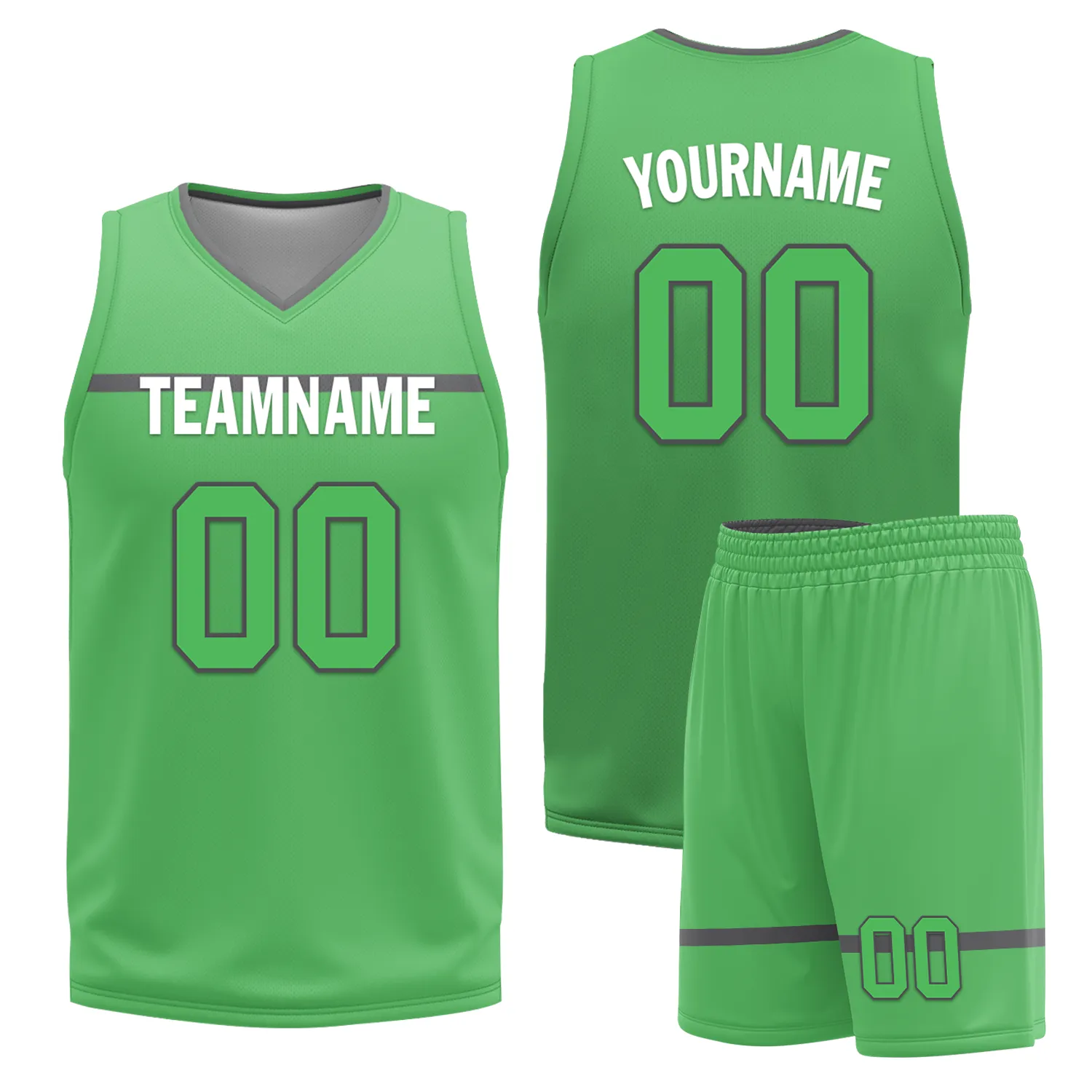 Custom Gray Green Classic Style Reversible Basketball Uniform Personalized BBJR-D017046