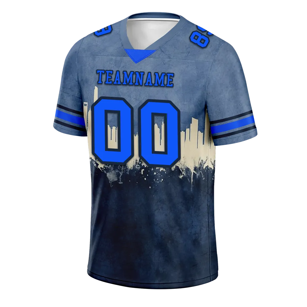 Custom Grey Graffiti Pattern Blue Personalized Authentic Football Jersey FBJ02-bc0fad7