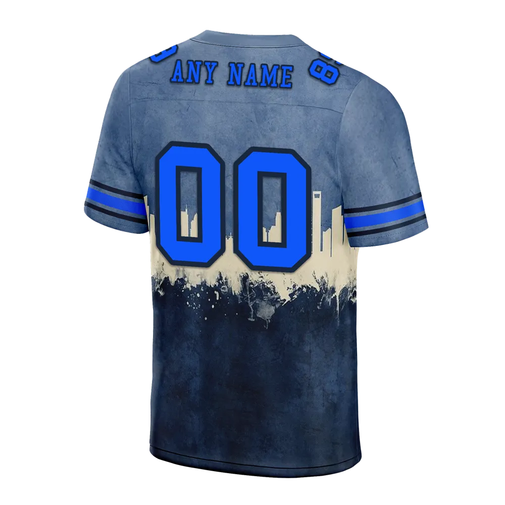 Custom Grey Graffiti Pattern Blue Personalized Authentic Football Jersey FBJ02-bc0fad7