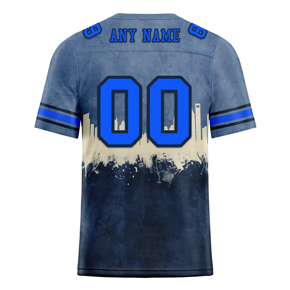 Custom Grey Graffiti Pattern Blue Personalized Authentic Football Jersey FBJ02-bc0fad7