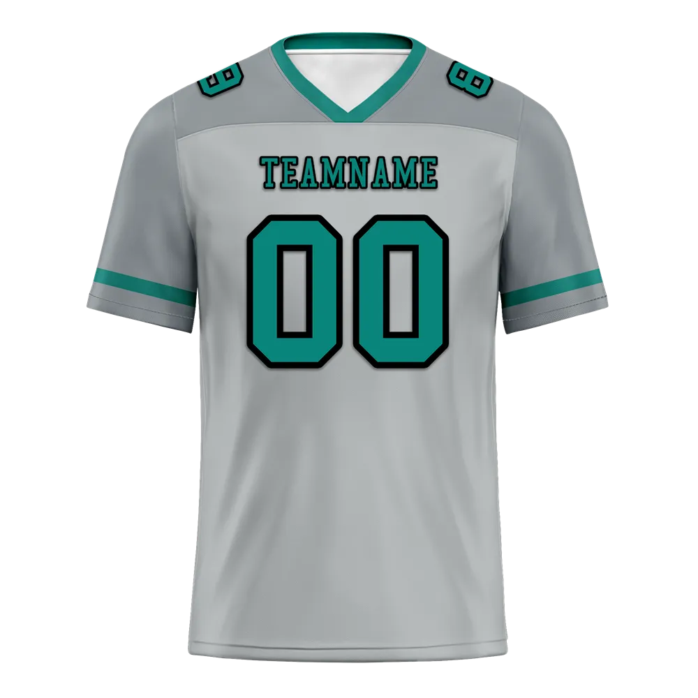 Custom Grey Raglan Sleeves Aqua Personalized Authentic Football Jersey FBJ02-bc0f0bf
