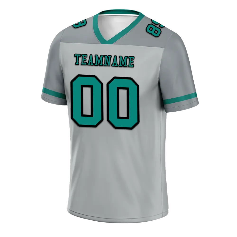 Custom Grey Raglan Sleeves Aqua Personalized Authentic Football Jersey FBJ02-bc0f0bf