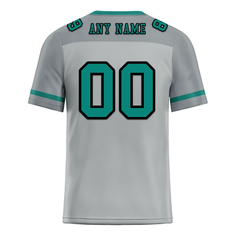 Custom Grey Raglan Sleeves Aqua Personalized Authentic Football Jersey FBJ02-bc0f0bf
