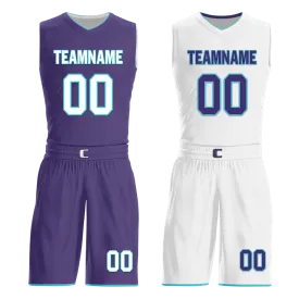 Custom Purple White Classic Style Reversible Basketball Uniform Personalized BBJR-D017014