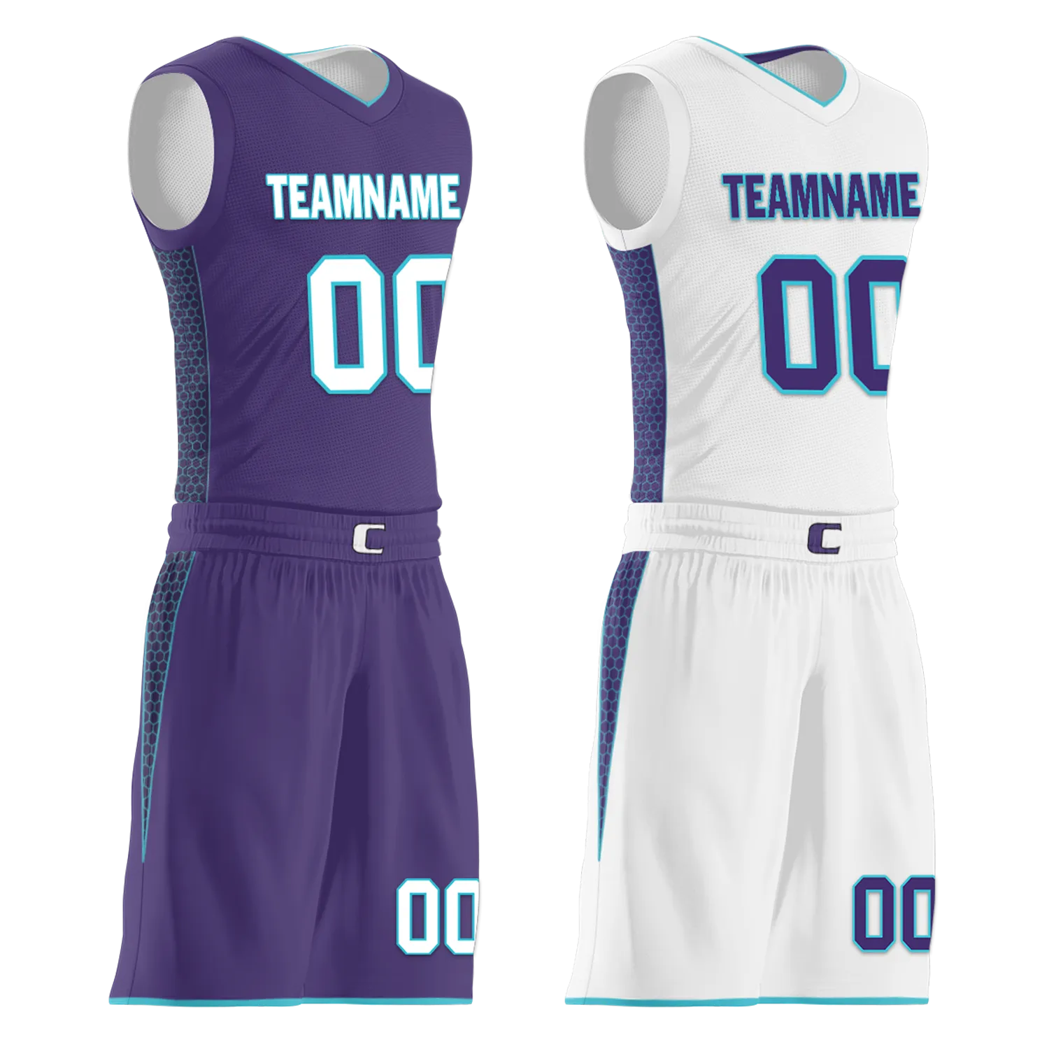 Custom Purple White Classic Style Reversible Basketball Uniform Personalized BBJR-D017014