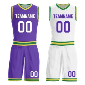 Custom Purple White Classic Style Reversible Basketball Uniform Personalized BBJR-D017047