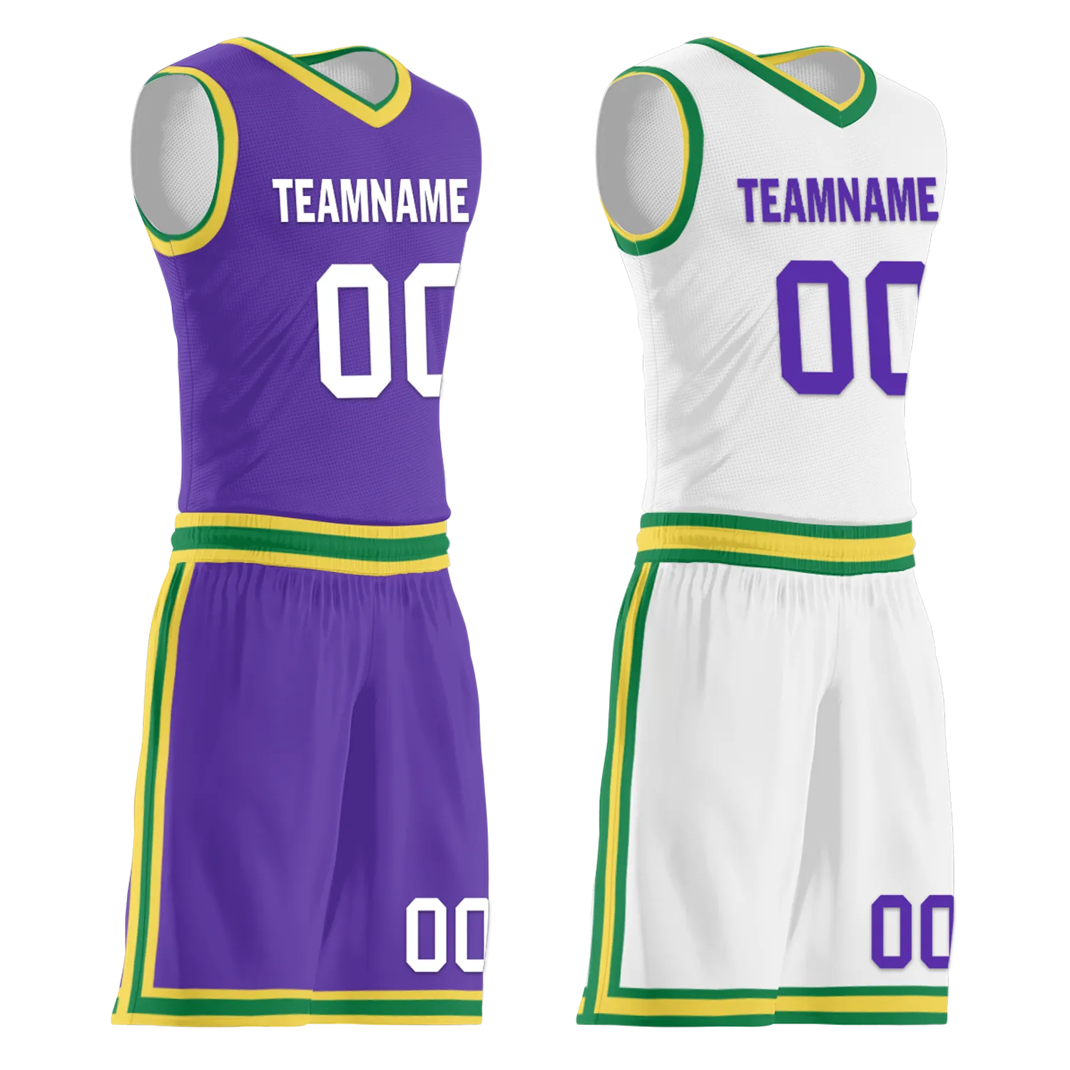 Custom Purple White Classic Style Reversible Basketball Uniform Personalized BBJR-D017047