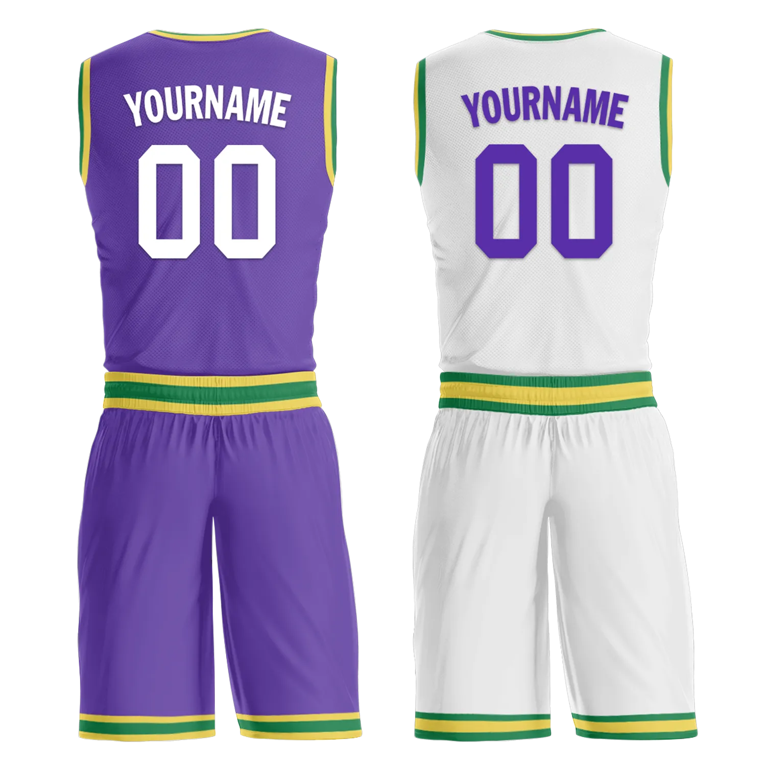 Custom Purple White Classic Style Reversible Basketball Uniform Personalized BBJR-D017047