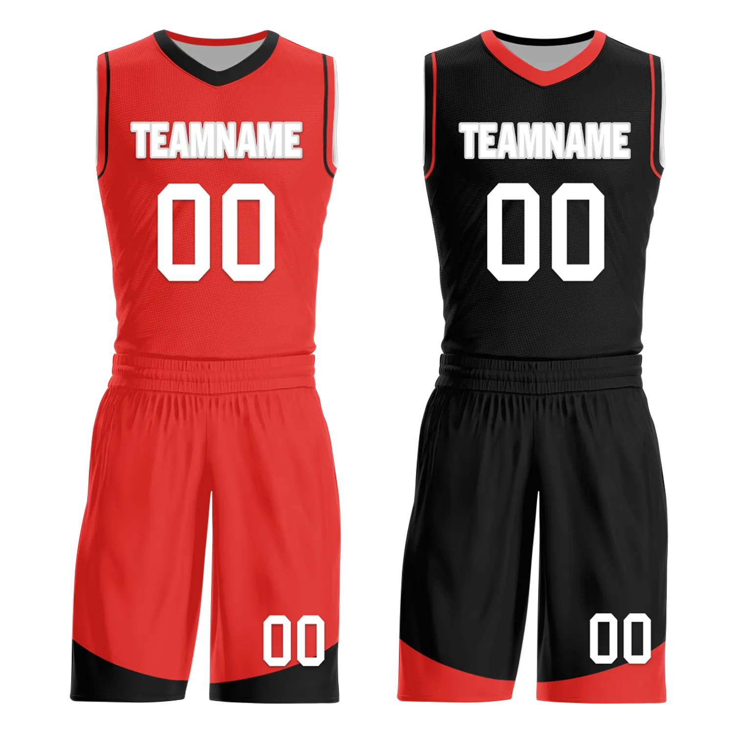 Custom Red Black Classic Style Reversible Basketball Uniform Personalized BBJR-D017042